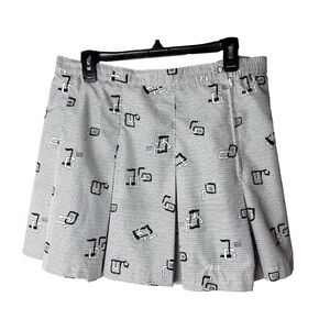 Vintage Prince Pleated Tennis Skirt Size 14 Black White Zip Button Closure